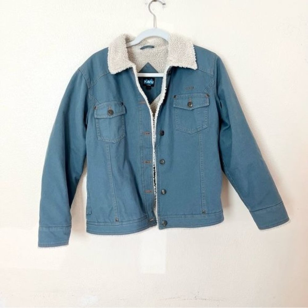 Kavu Sherpa Lined Denim Work Jacket Sz Large